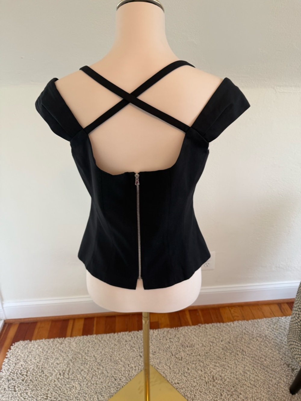 Nanette Lepore Black Corset-Style  Double-Strap Top Size 10 - Picture 3 of 10